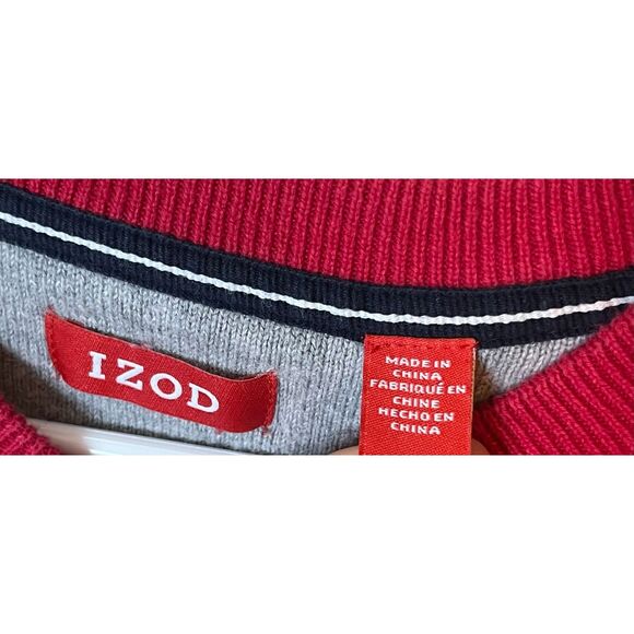 Izod Womens Medium Red V-Neck Long Sleeve Pullover Sweater - Picture 2 of 6